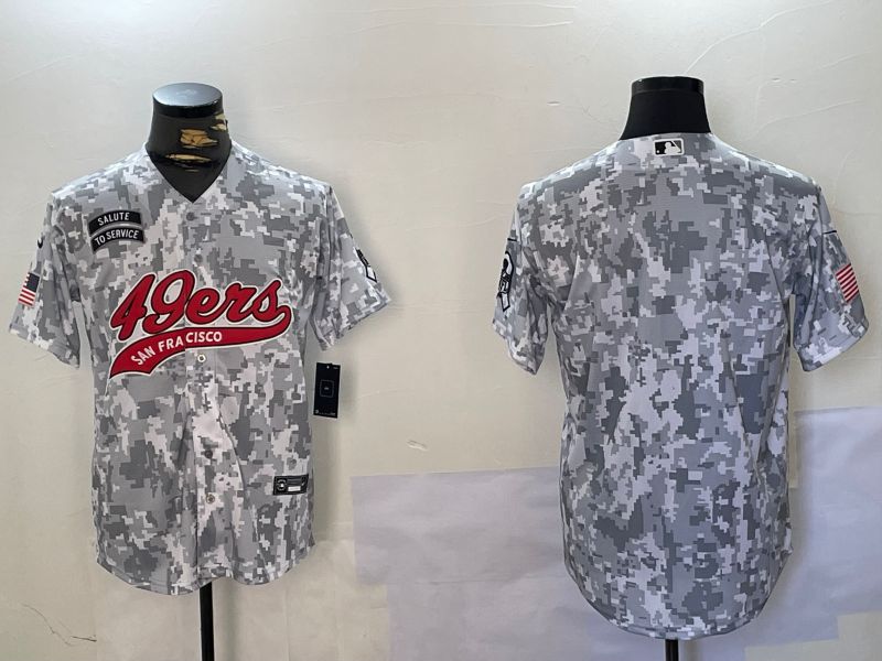 Men San Francisco 49ers Blank Nike Arctic Camo 2024 Salute to Service Limited NFL Jersey style 1